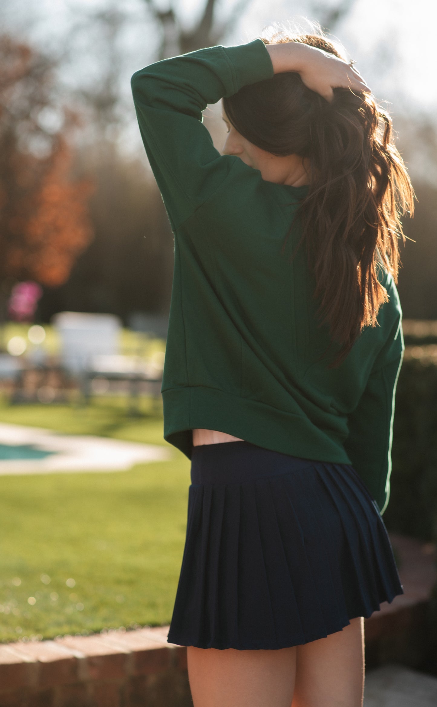 Pleated Court Skirt - Navy