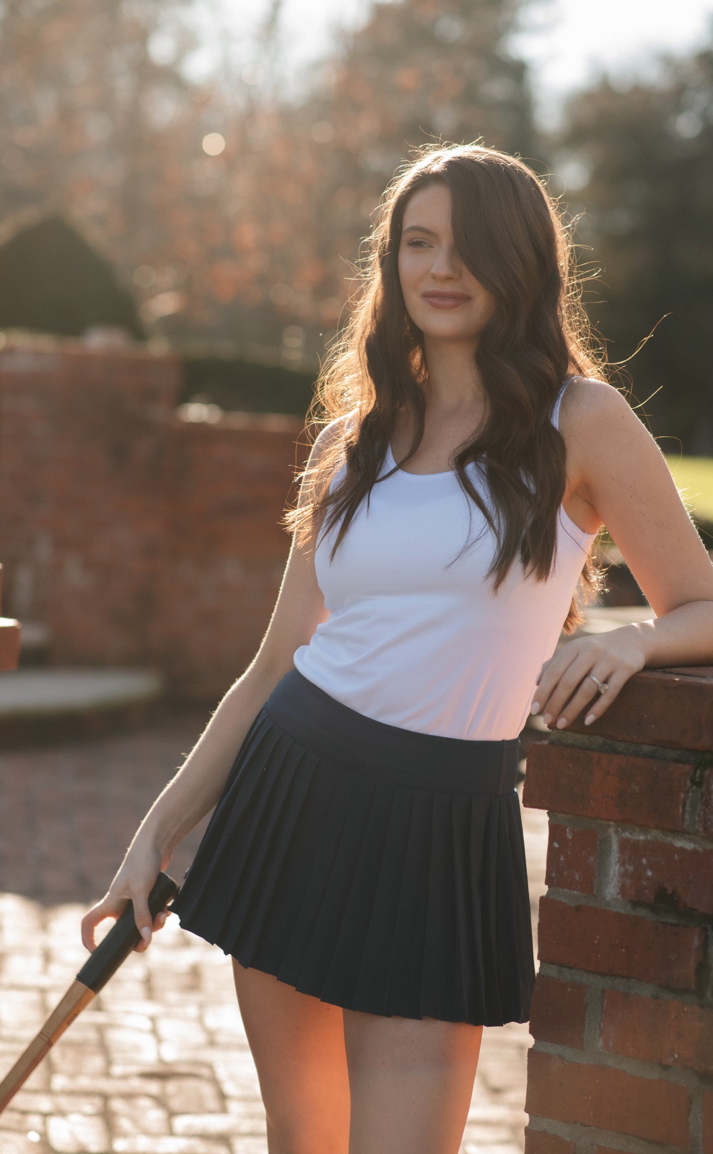 Pleated Court Skirt - Navy