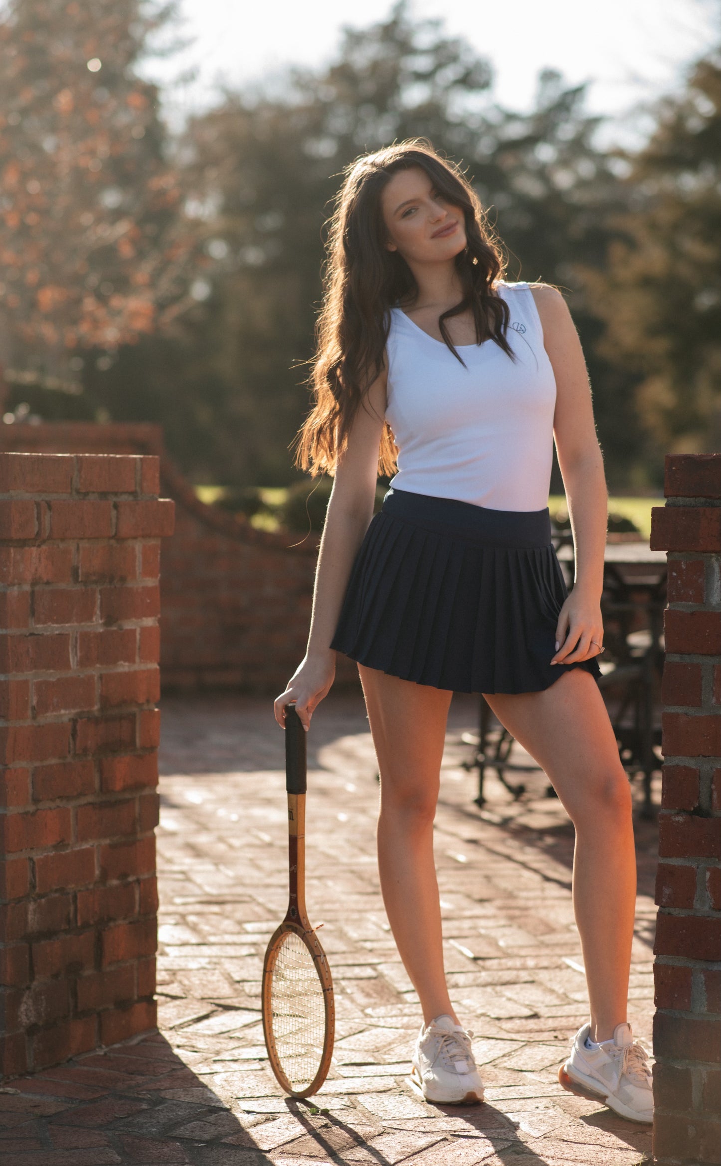 Pleated Court Skirt - Navy