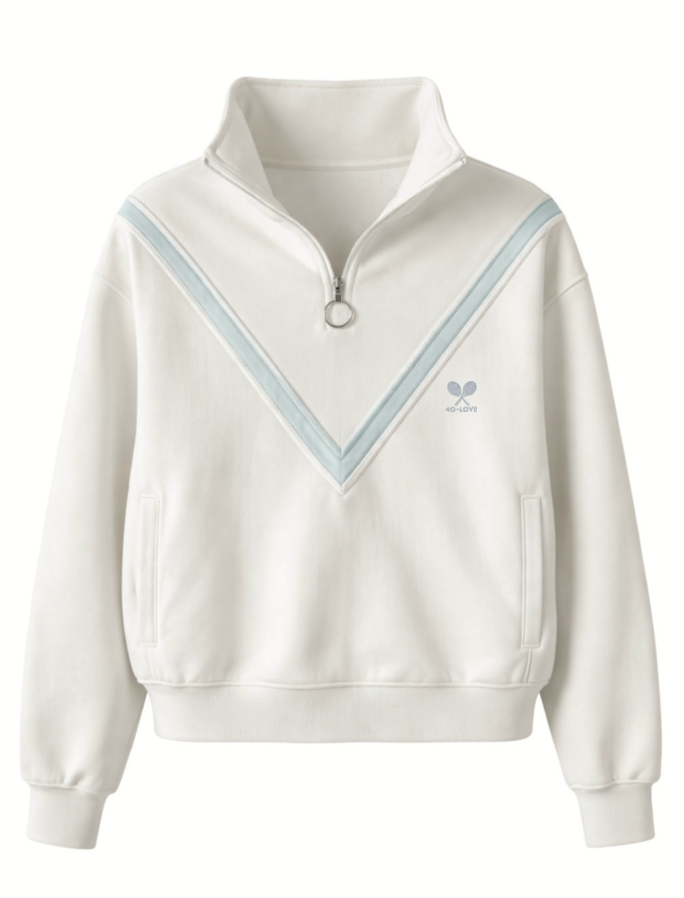 Throwback Half-Zip Pullover - White